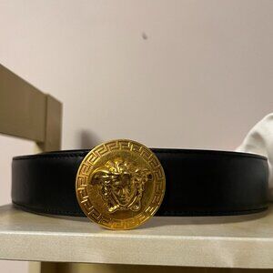 Versace Medusa Leather Buckle Belt